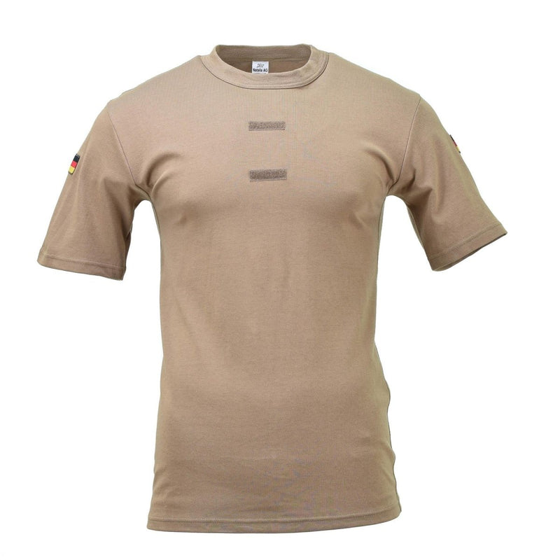 German Military short sleeve shirts tropical chest hook and loop shoulder flags round neck comfortable and breathable