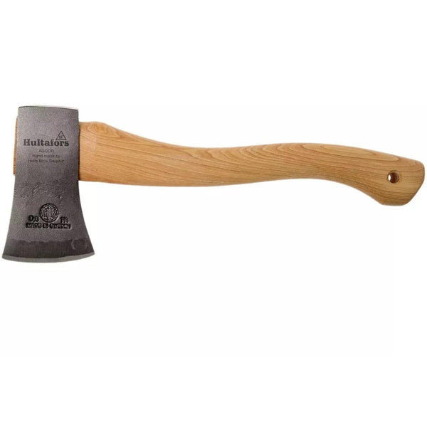 HULTAFORS H006SV bushcraft survival hatchet straight carbon steel gray matted blade hickory wooden handle camping