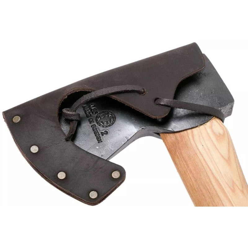HULTAFORS Qvarfot Felling bushcraft survival Axe long hickory hatchet shaft sharpened carbon steel leather sheath