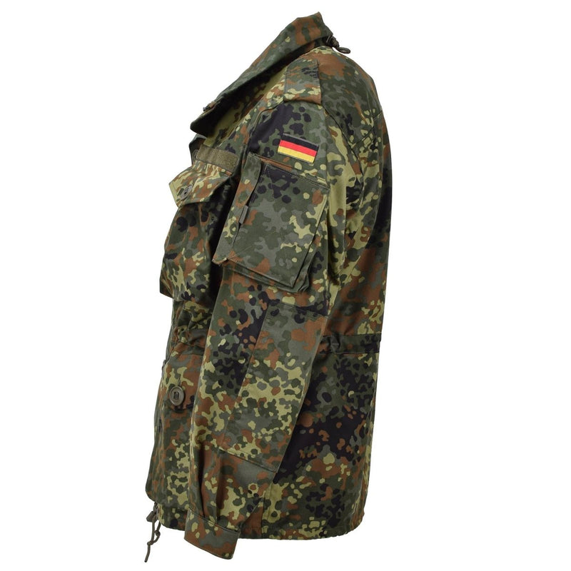 Leo Kohler military combat tactical jacket lightweight field flecktarn camo shoulder epaulets German flag