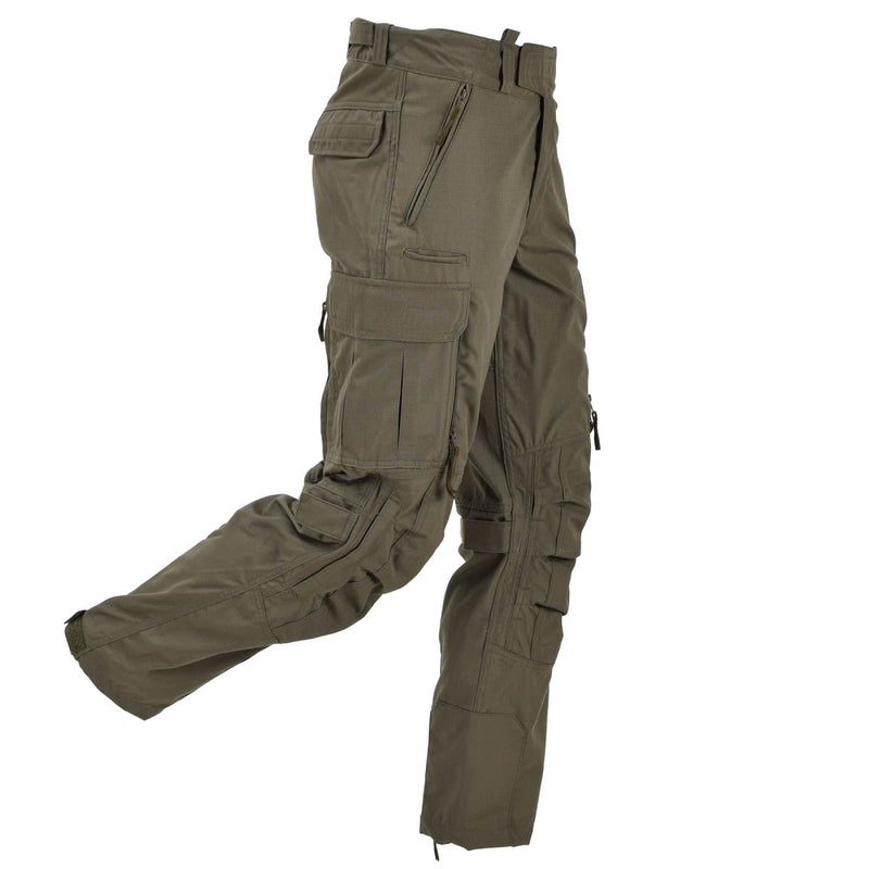 Leo Kohler military Sniper combat tactical pants olive field trousers rip-stop zipped inned leg suspender loops