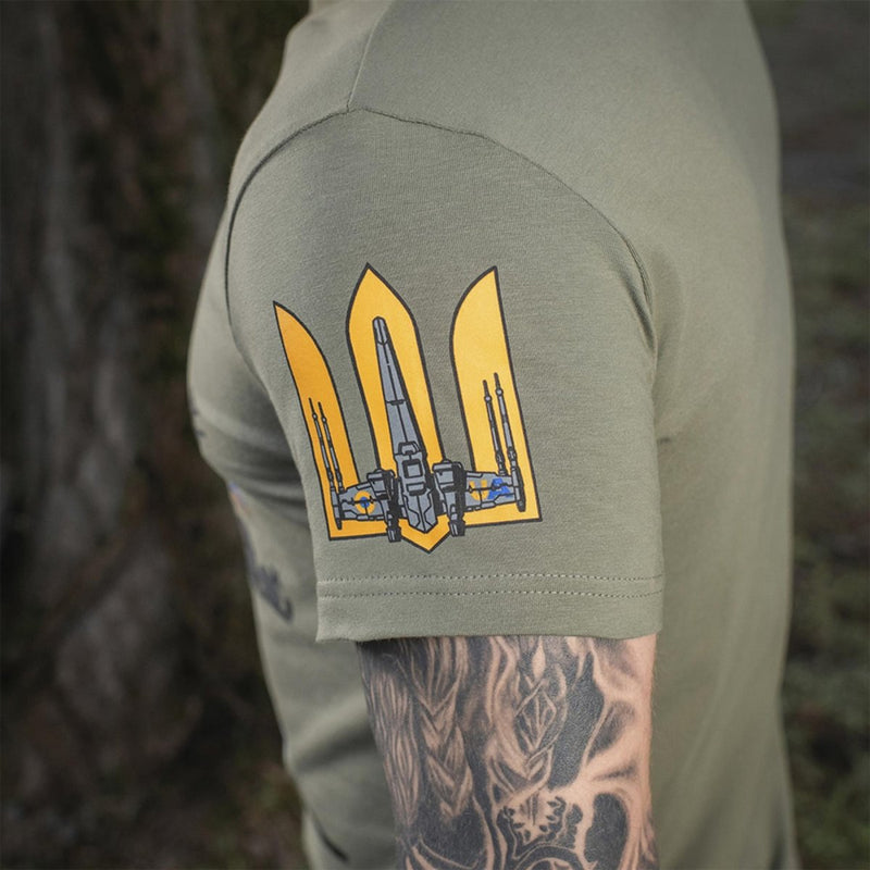 M-TAC Military style classic T-Shirt short sleeve underwear Ukrainian symbol flag Olive