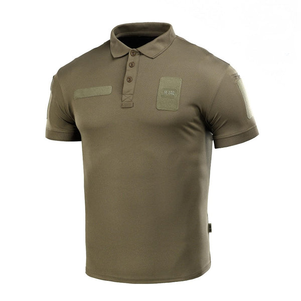 M-TAC Military short sleeve style polo shirt Coolmax breathable lightweight tactical underwear Olive collared neckline