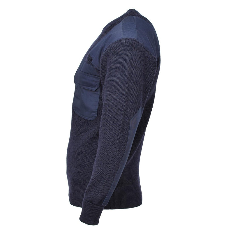 MFH Brand German army style pullover commando jumper breathable blue sweater bodywarmer shoulder epaulettes