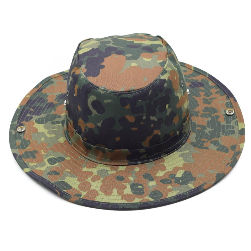 MFH Brand Military bush style hat flecktarn bucket panama jungle summer cap unisex adults snap buttons