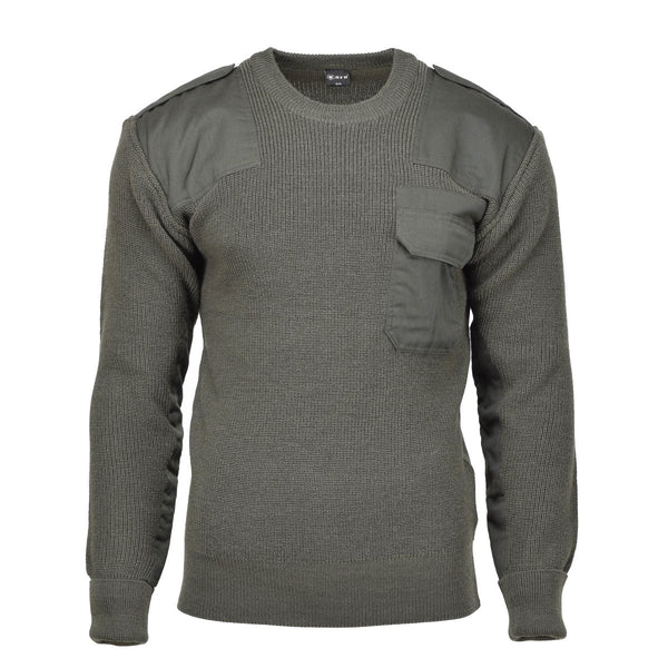 MFH Brand Military style commando pullover stock stitch knit sweater olive bodywarmer