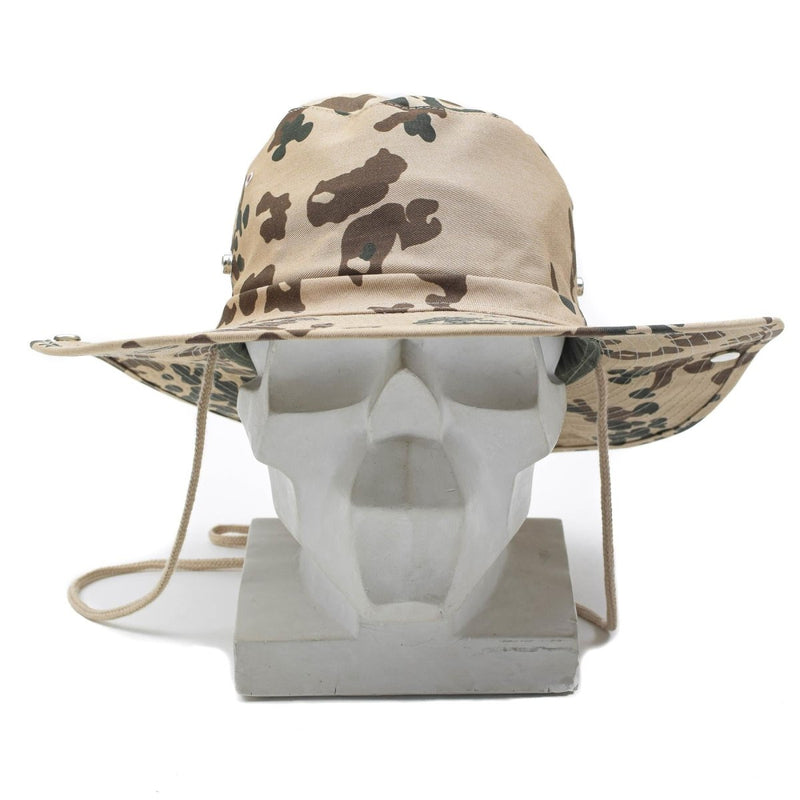 Military style daily wear panama hat tropical flecktarn camo summer bucket hunting fishing cap MFH chin guard cord stopper