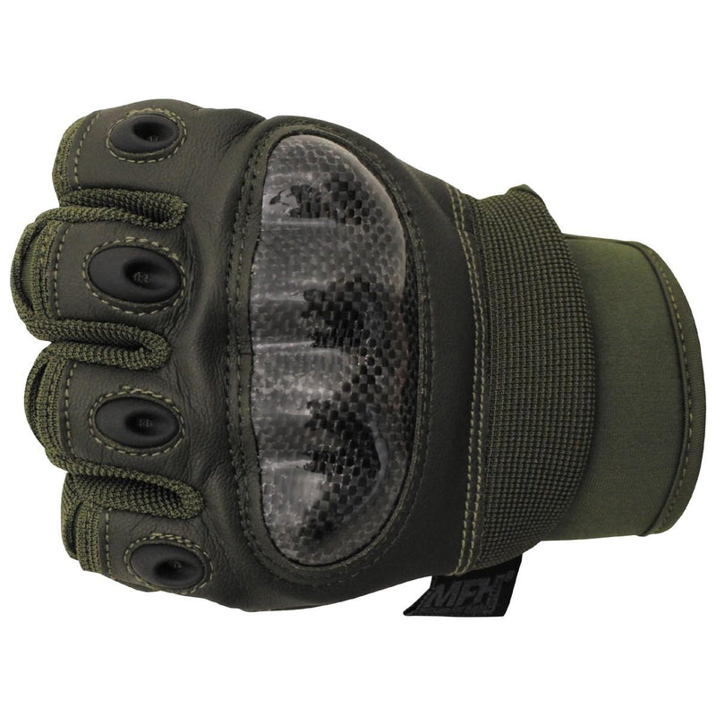 MFH Brand Military style tactical gloves Mission combat olive free fire fingers vent holes on the knuckle wristband