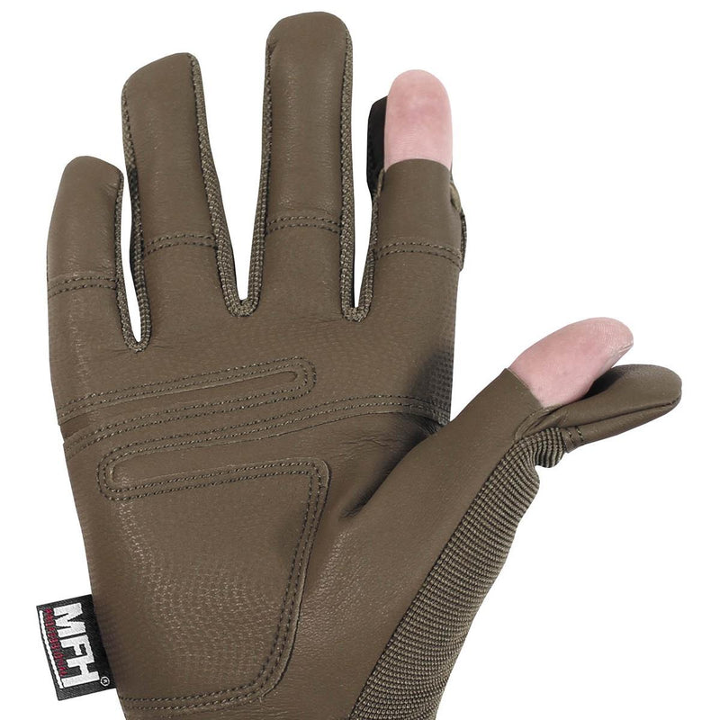 MFH tactical gloves durable coyote combat free forefinger thumb and index finger breathable quick-drying