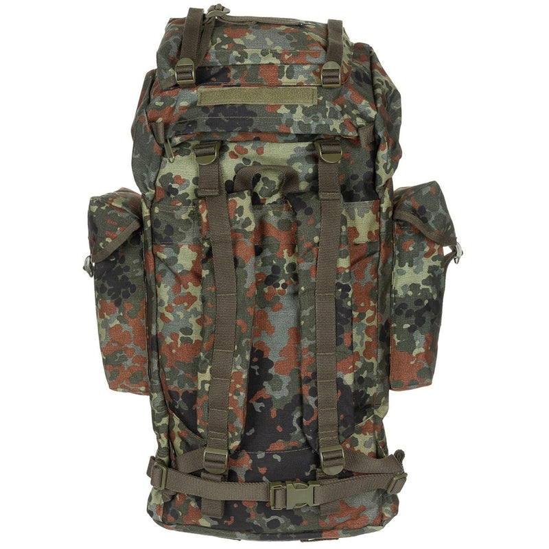 MFH military BW camo combat 65L backpack federal armed forced tactical bag padded shoulder straps adjustable hip belt