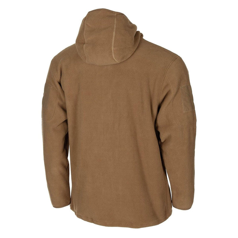 MFH military style tan tactical hooded fleece jacket outdoor hiking full zip