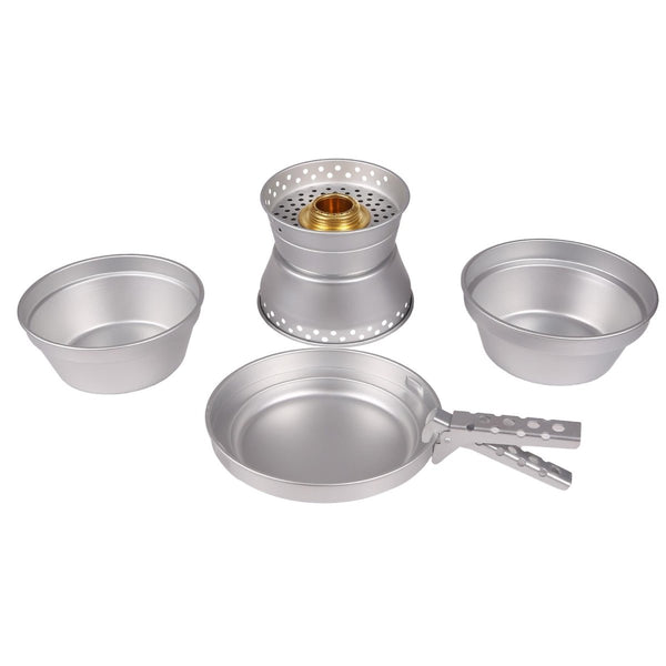 MIL-TEC aluminum cooking stove set hiking cookware compact and portable camping pan pot bowl