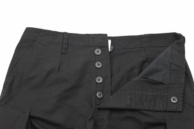 Mil-Tec Brand German Army style black prewashed Moleskin bermuda military shorts closure buttons