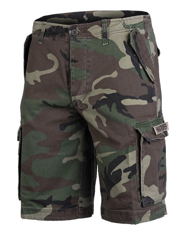 Mil-Tec Germany Military paratrooper stylish cargo  comfortable durable prewashed woodland camouflage shorts lightweight
