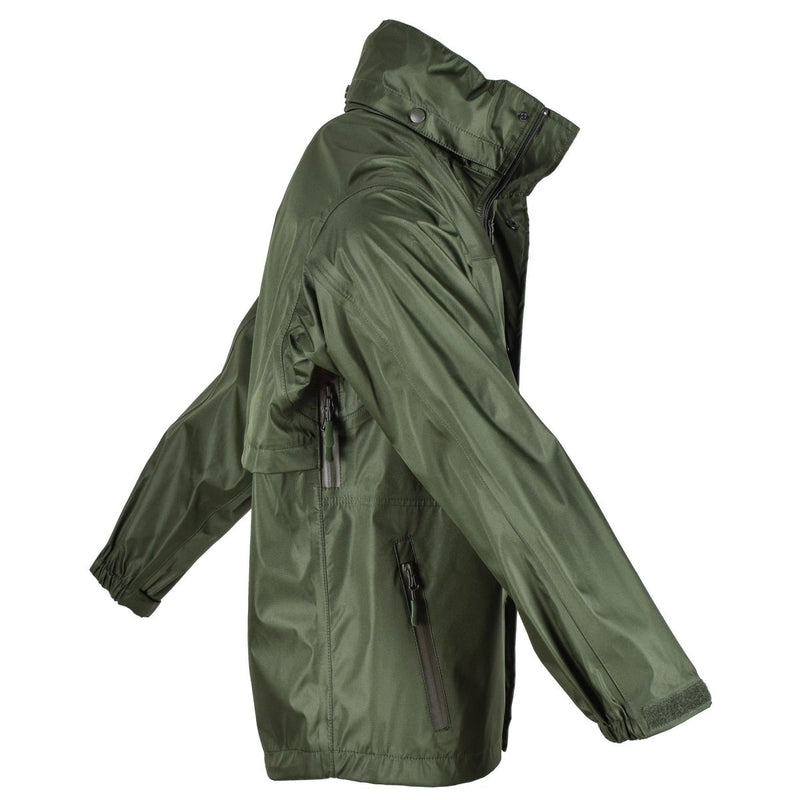 Mil-Tec Brand Jacket Olive Green waterproof Men Rainwear water-resistant men's pit vents side pockets hook loop adjustable