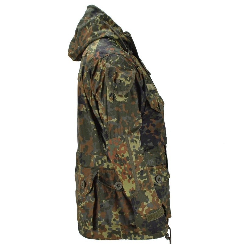 Mil-Tec Brand Jacket RipStop Smock German army Flecktarn Camo Parka Men's wear hooded adjustable hood