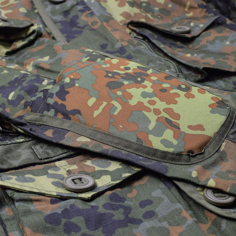 Mil-Tec Brand Jacket Smock German army Flecktarn Camo Parka Men's wear ripstop durable strong material padded elbows