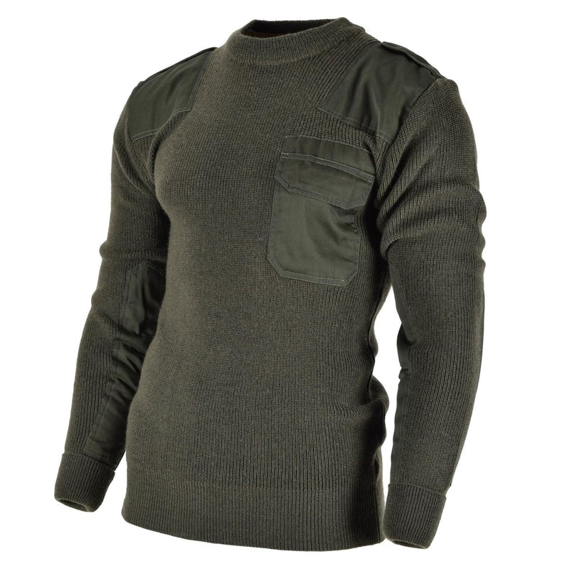 Mil-Tec brand Men Sweater German pullover Commando Jumper Olive OD sweater Wool rib knitted round neck cuffs and waist line