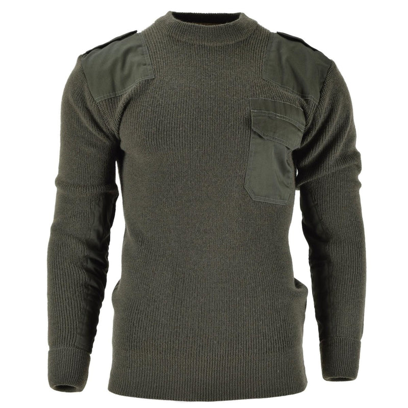 Mil-Tec brand Men Sweater German pullover Commando Jumper Olive OD Wool chest pocket casual wear sweater