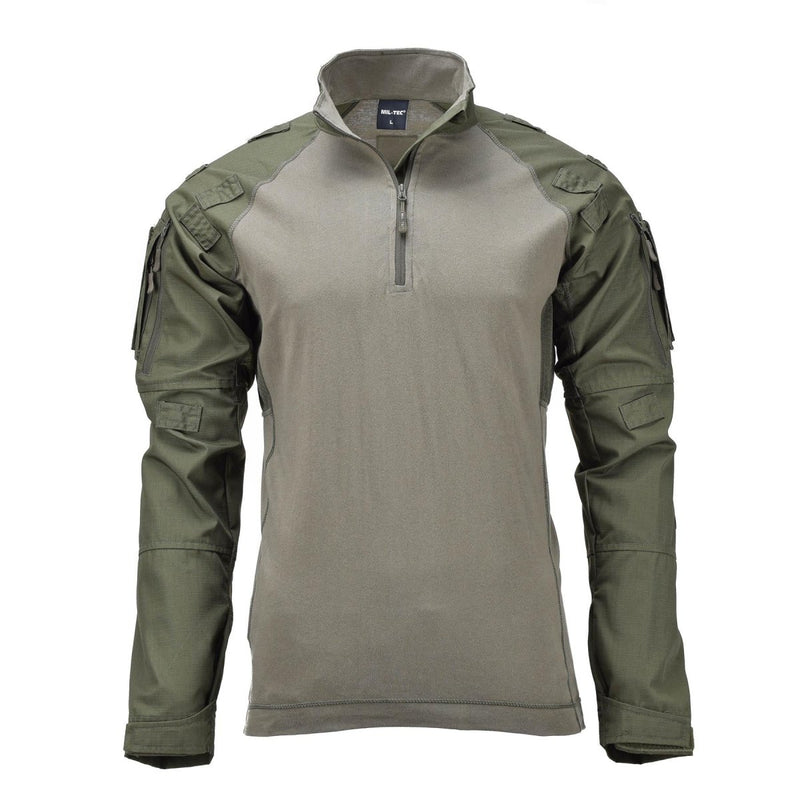 Mil-Tec Brand Military style olive tactical field troops combat shirt athletic fit long sleeve combat shirts