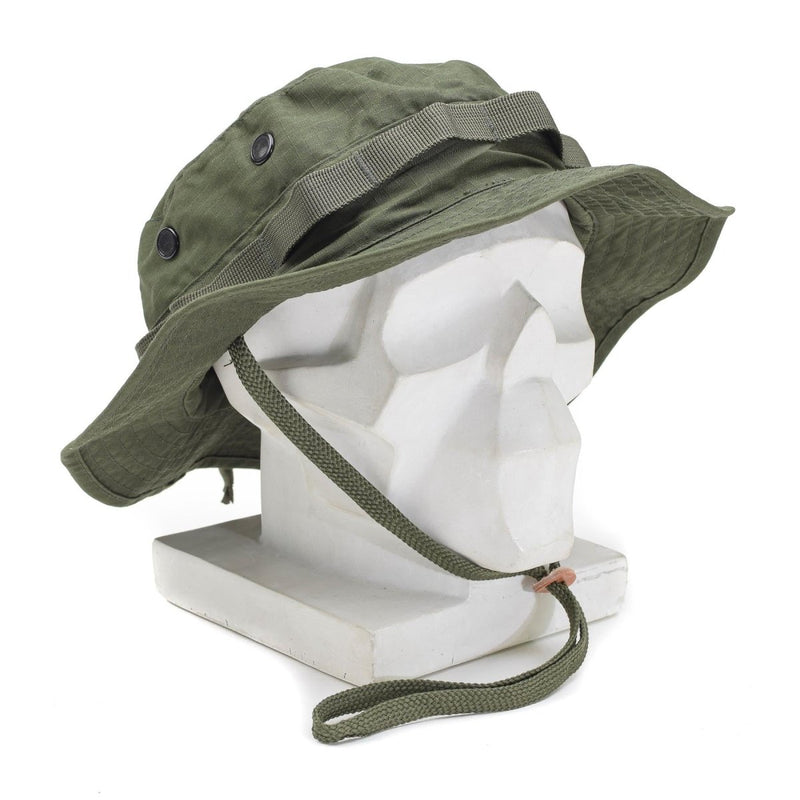 Mil-Tec Brand Military style ripstop olive boonie hat lightweight camping cap chin strap