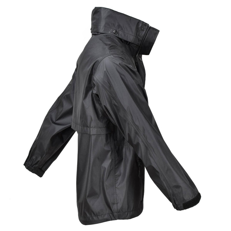 Mil-Tec Brand Rain Jacket Black waterproof Men Rainwear water-resistant men's pit vents side pockets hook and loop adjustable
