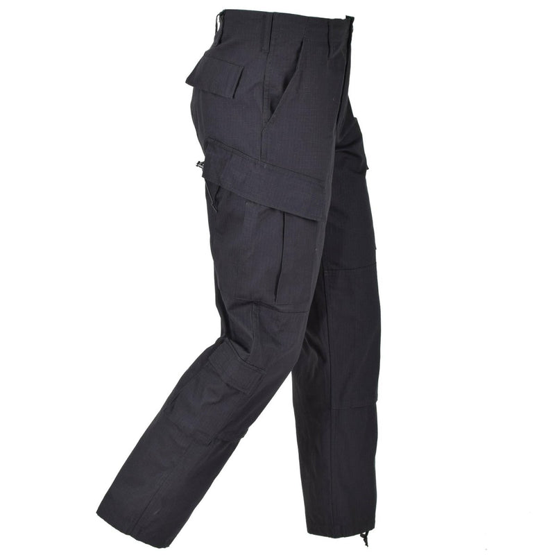 Mil-Tec Brand U.S. Army style black cargo trousers combat uniform ripstop pants