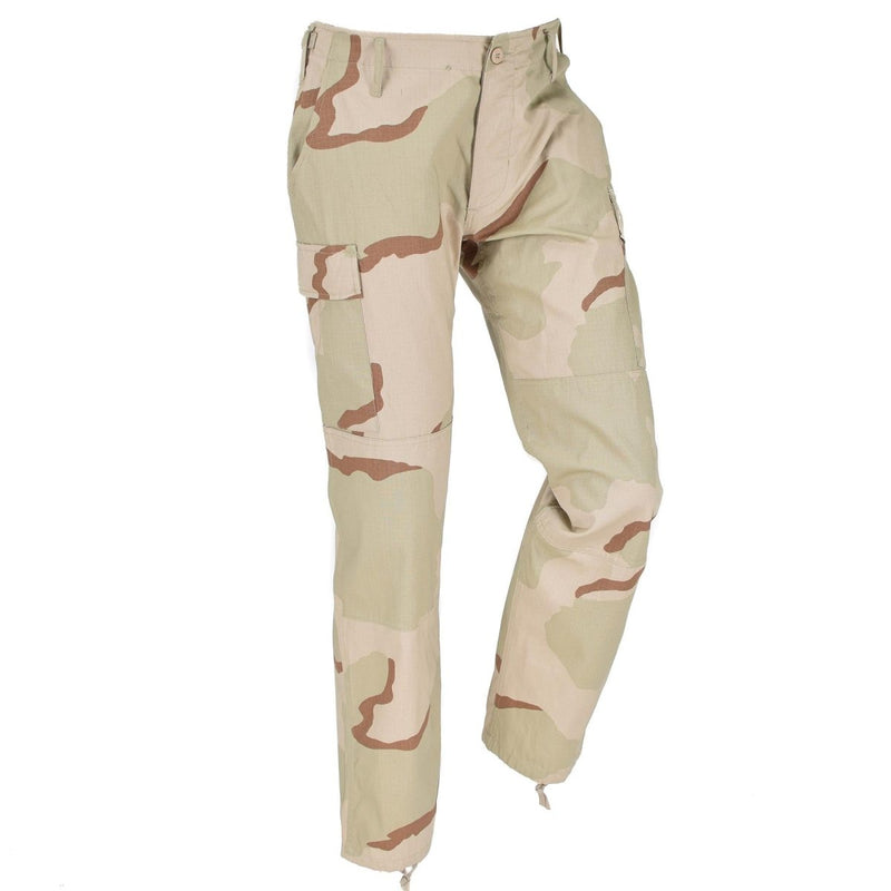 Mil-Tec Brand U.S. Army style cargo pants 3-color desert camouflage BDU pattern durable strong ripstop reinforced knees