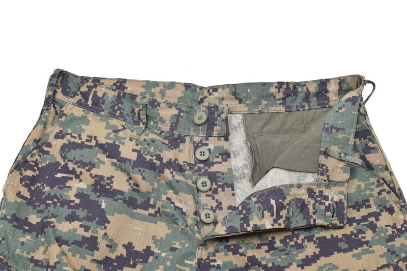 Mil-Tec U.S. Army digital woodland camo pants field trousers closure buttons belt loops