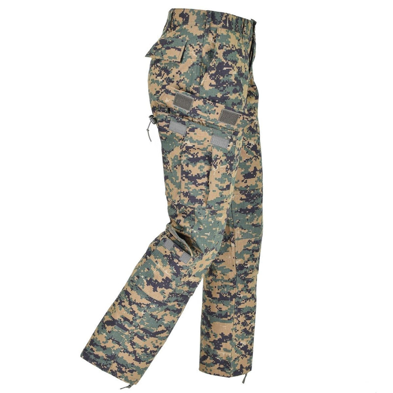 Mil-Tec Brand U.S. Army Style digital woodland camo pants field troop trousers adjustable waist and bottoms