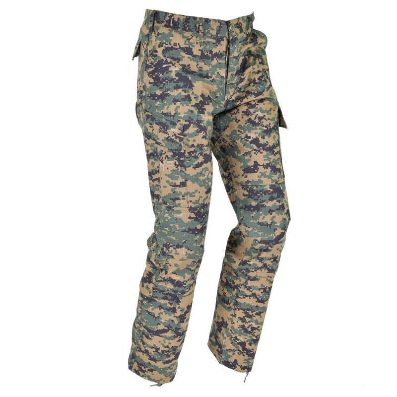 Mil-Tec Brand U.S. Army Style digital woodland camo pants field troop trousers durable strong ripstop reinforced knees