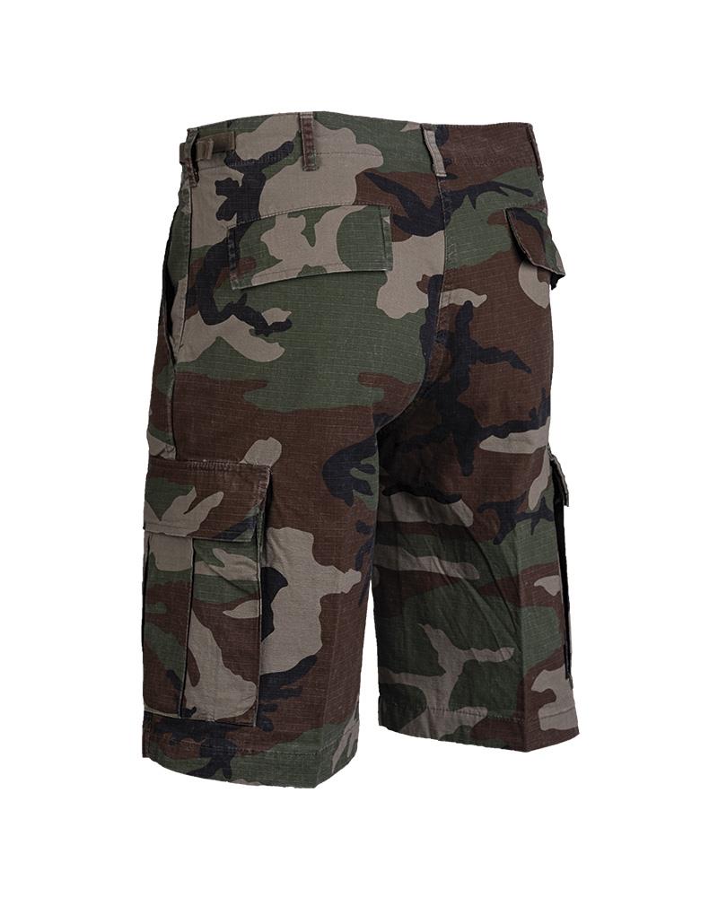 Mil-Tec Brand U.S. Army style prewashed woodland camo lightweight ripstop shorts hiking hunting walking shorts
