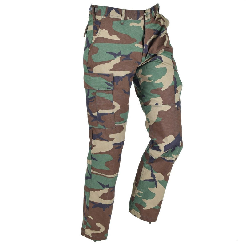 Mil-Tec Brand U.S Army Style ripstop BDU pants multicolor cargo trousers adjustable waist and bottoms