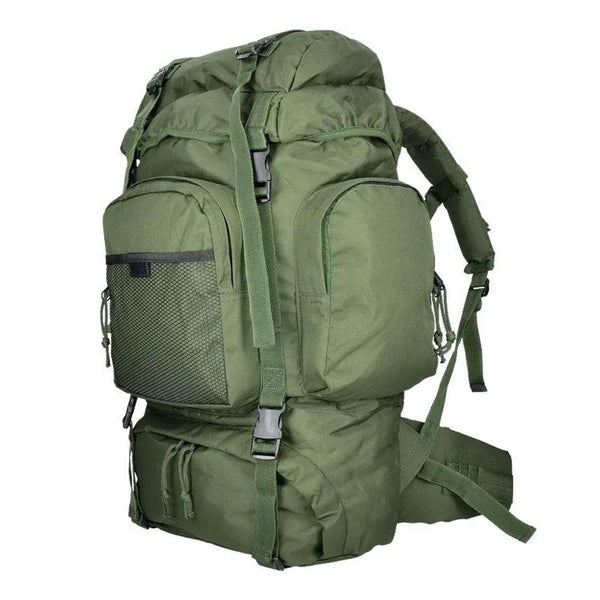 MIL-TEC COMMANDO hiking backpack 55 liters waterproof cover green large daypack large main with drawstring cord stopper