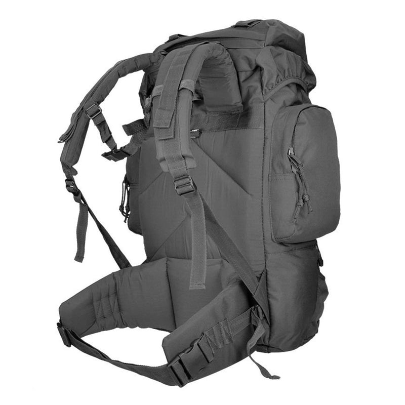 MIL-TEC COMMANDO rucksack durable 55L waterproof cover trekking backpack black padded back shoulder straps and hip belt