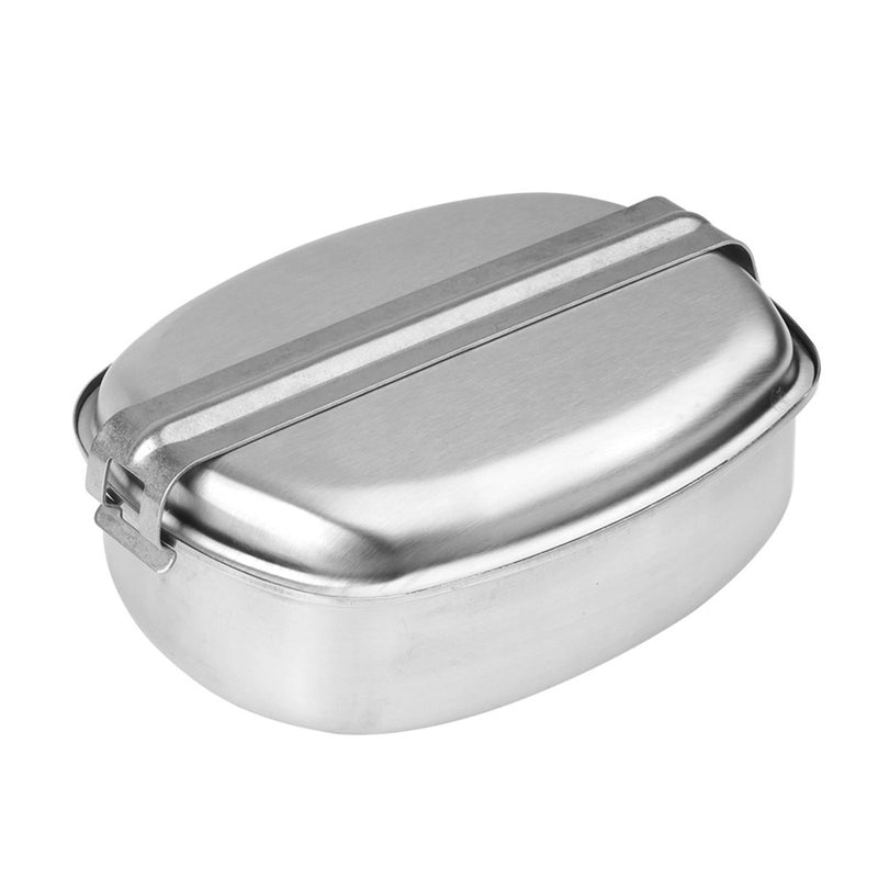 MIL-TEC French military-style mess kit stainless steel campfire cookware pan lid easy to clean compact size