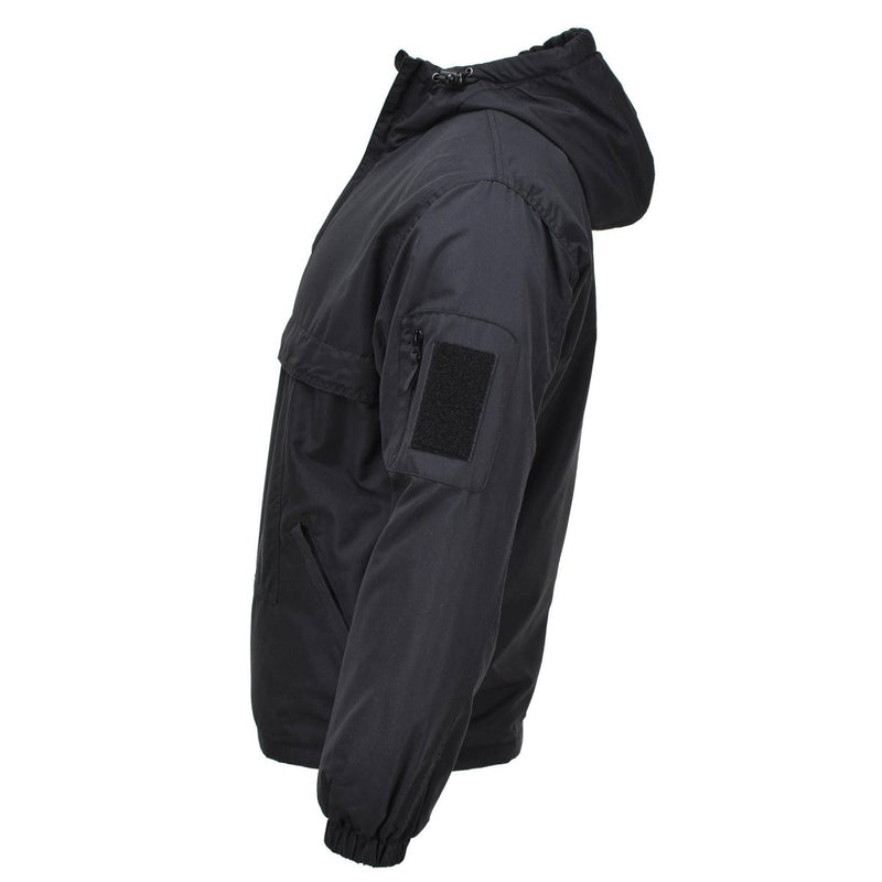 MIL-TEC German Military jacket combat windproof hooded fleece lined black hook and loop patch