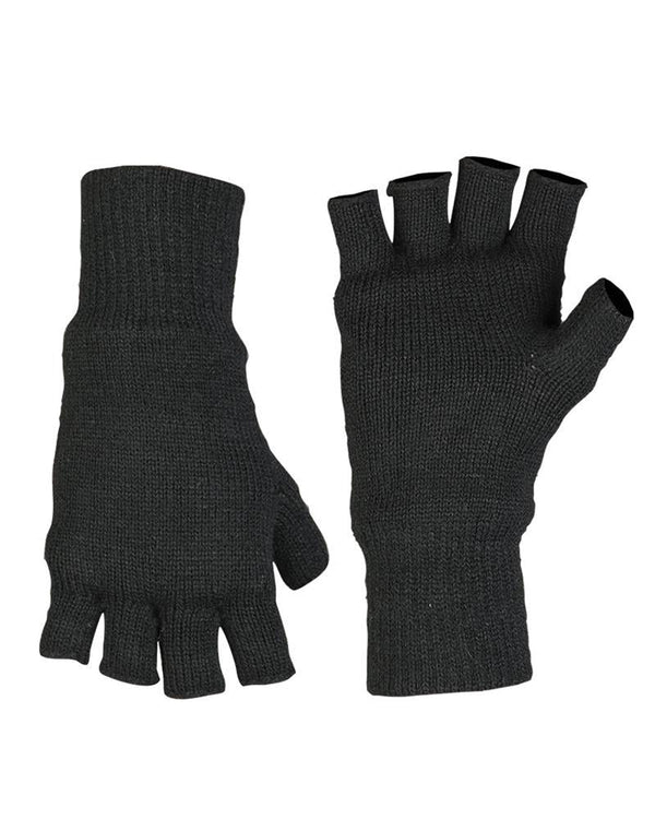 Mil-Tec Gloves Men Warm Fingerless THINSULATE™ insulation lining Black Winter tactical gear free fingers warming gloves
