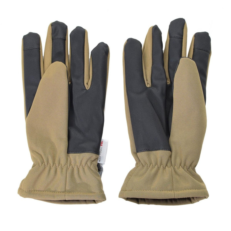 Mil-Tec Gloves Softshell  THINSULATE lining Coyote Winter Men's tactical thermal reinforced palms fingertips polyester fleece