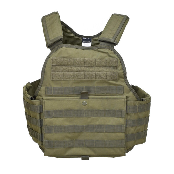 MIL-TEC military plate carrier tactical vest combat armor Molle system adjustable shoulder and waist straps olive