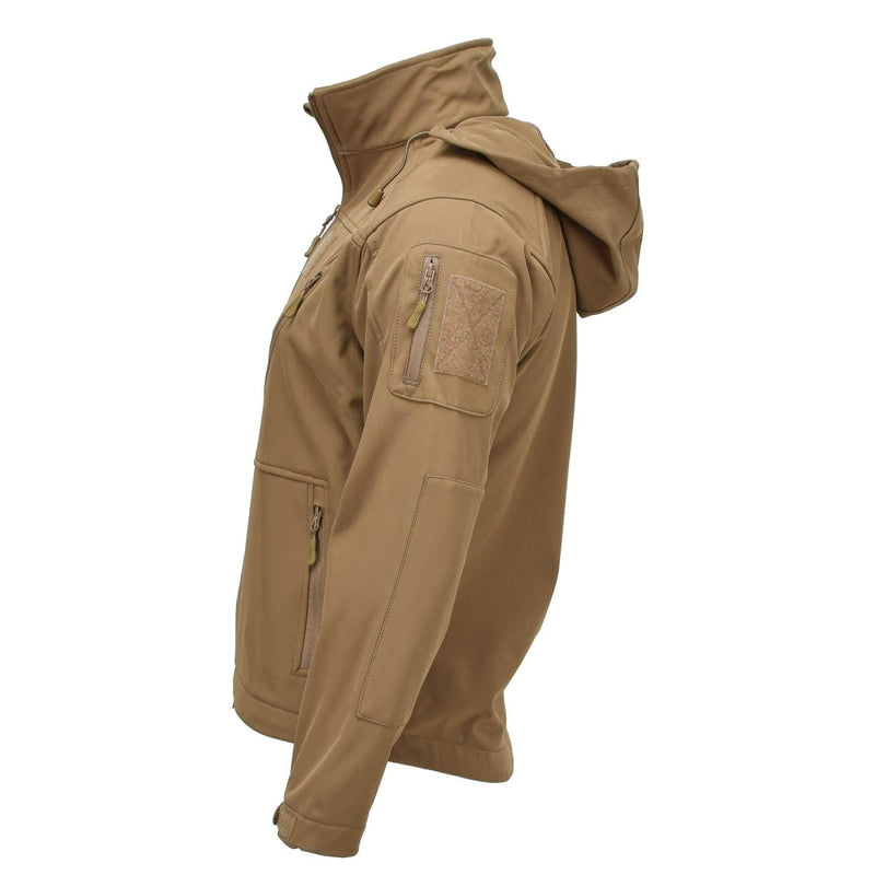 MIL-TEC Military style SCU14 jacket hiking activewear hooded outdoor Dark Coyote hook and loop patch plate on each arm