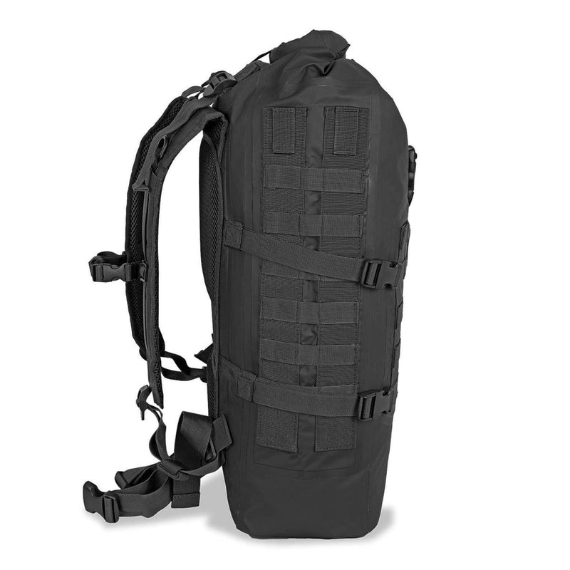 MIL-TEC SEALS DRY-BAG tactical backpack roll-up waterproof 35L black Adjustable straps with quick-release buckle for waist