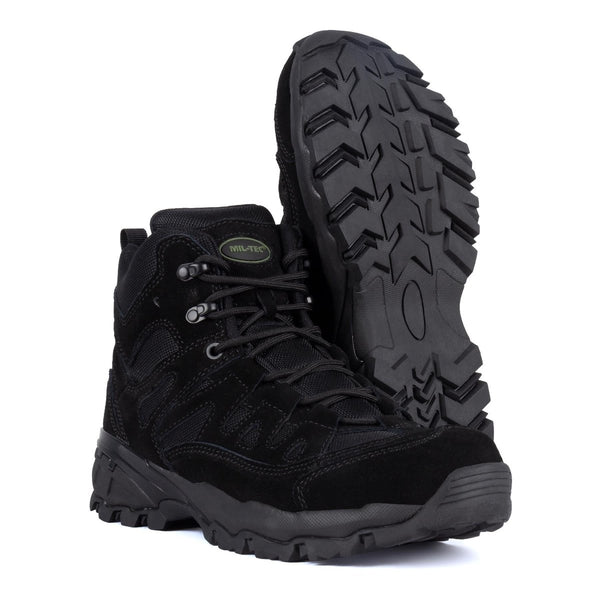 MIL-TEC SQUAD boots mid calf round sole camping outdoor black suede footwear breathable lightweight and robust