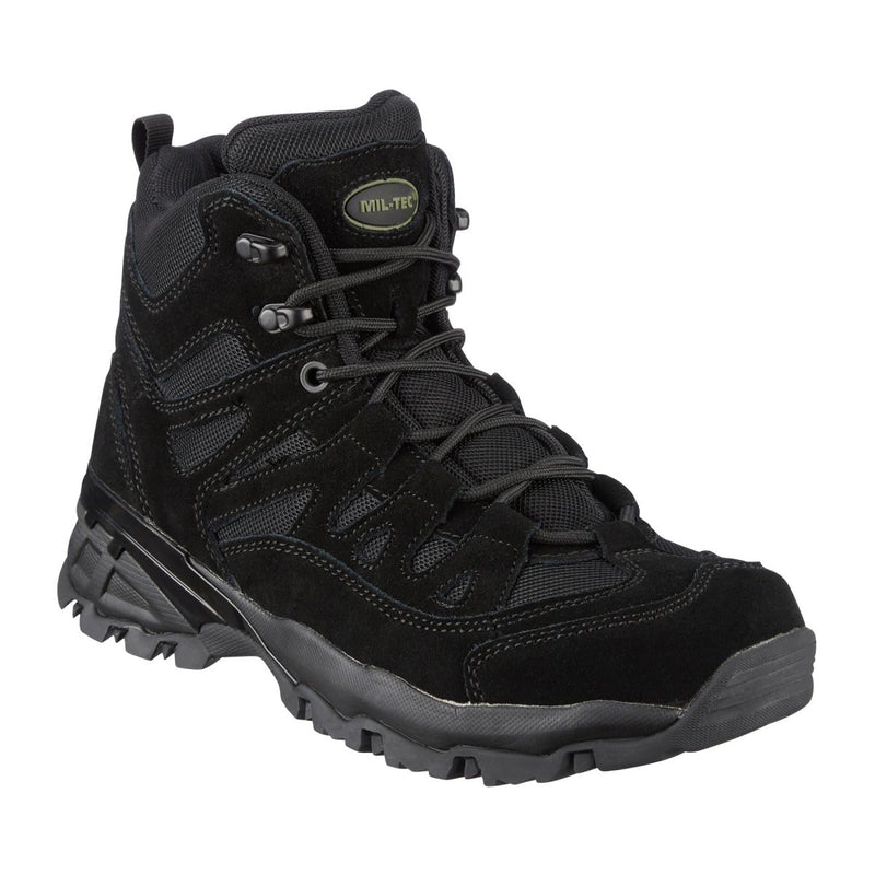 MIL-TEC SQUAD mid calf round sole outdoor black suede footwear speed lacing system