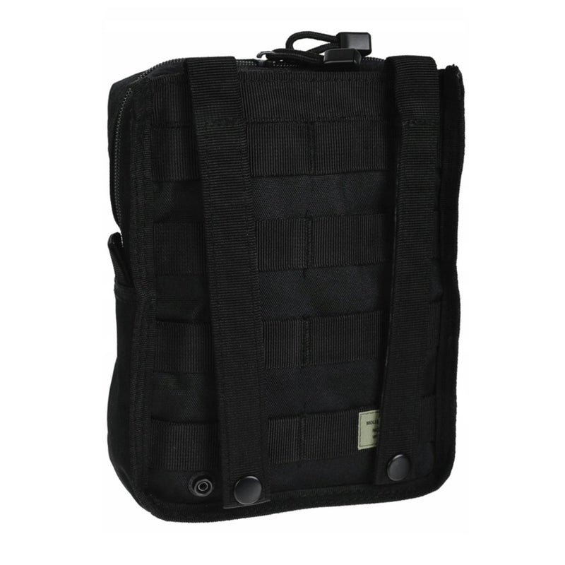 MIL-TEC tactical belt pouch attachment zipper closure utility bag black two straps on the back fit on belt or Molle webbing