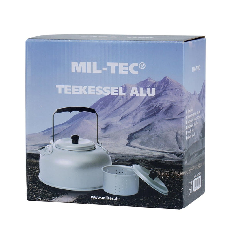MIL-TEC teakettle aluminum lightweight 800ml camping outdoor kettle tea strainer