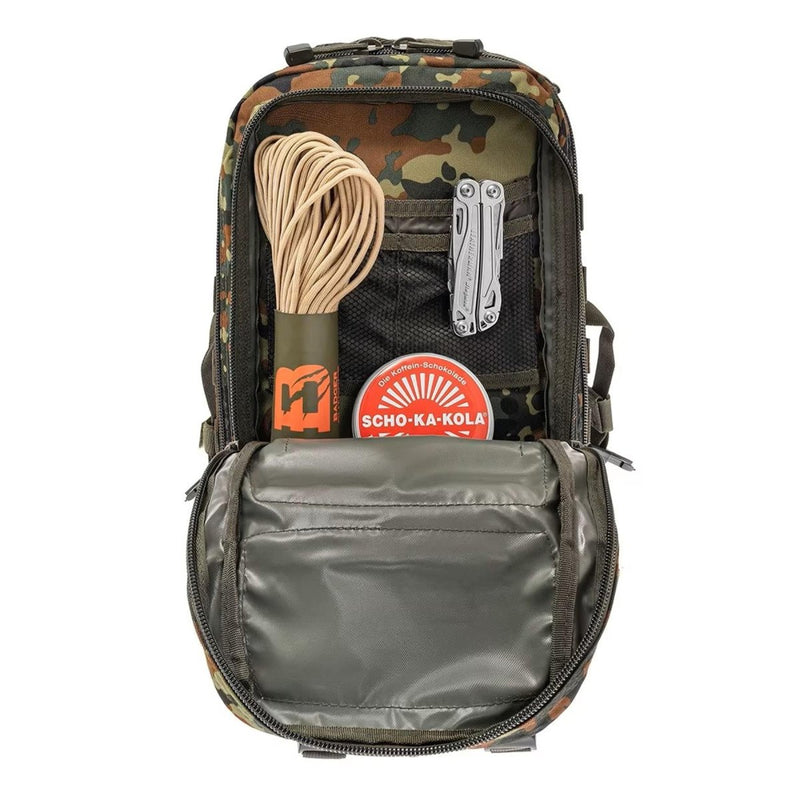 MIL-TEC U.S. Assault tactical backpack trekking flecktarn 20liter hiking daypack zipped pocket
