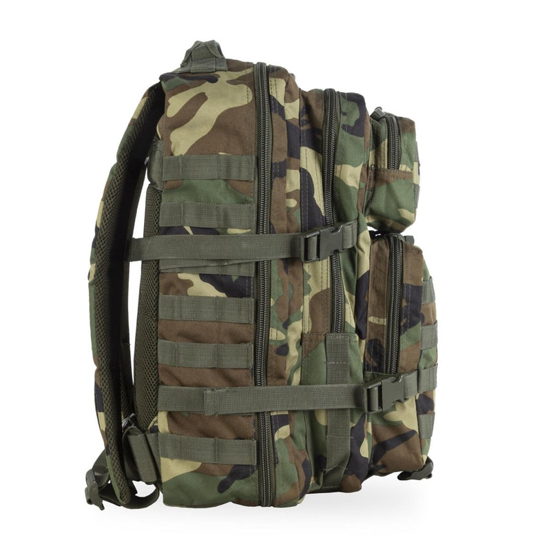 MIL-TEC U.S. Assault trekking rucksack 36L backpack woodland camo daypack Adjustable straps quick-release buckle for waist