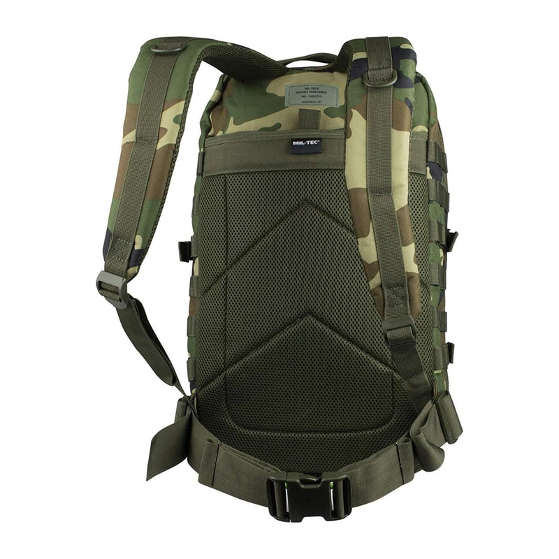 MIL-TEC U.S. Assault trekking rucksack 36L backpack woodland camo hiking daypack extension straps on the backpack