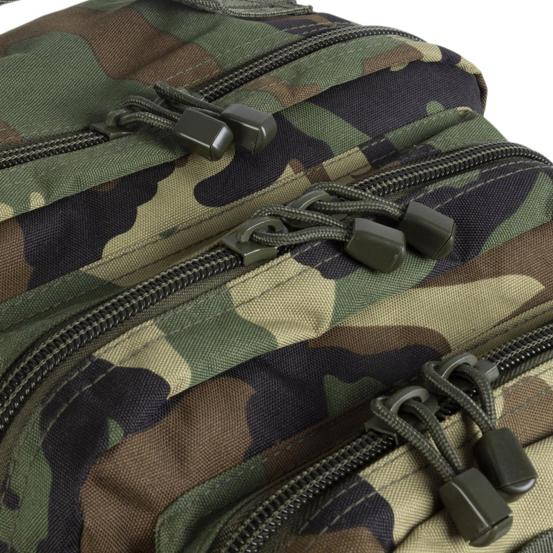 MIL-TEC U.S. Assault trekking rucksack 36L backpack woodland camo hiking daypack zipped pockets